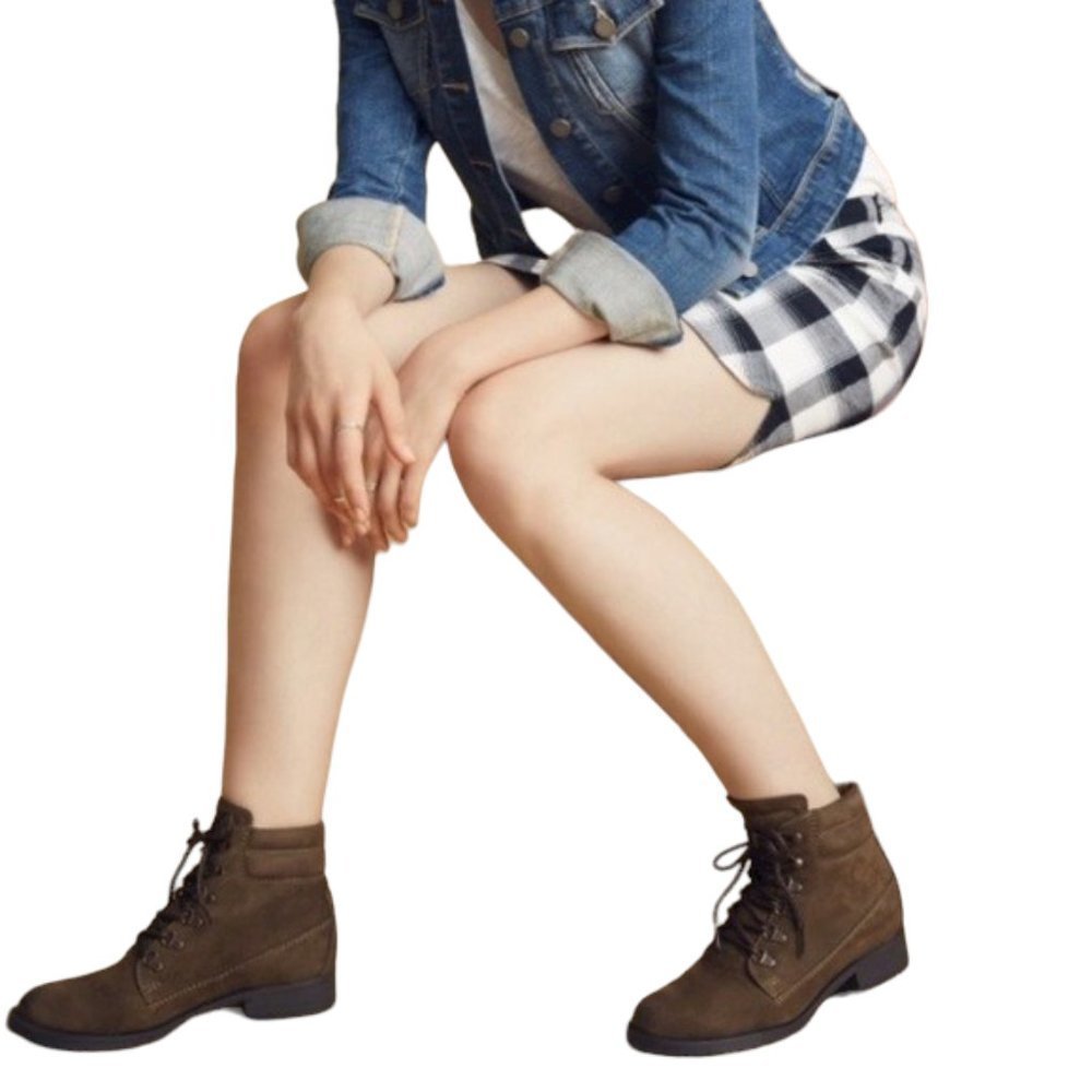 Steve Madden "Gantra" Olive Green Leather Lace-up Ankle Boot